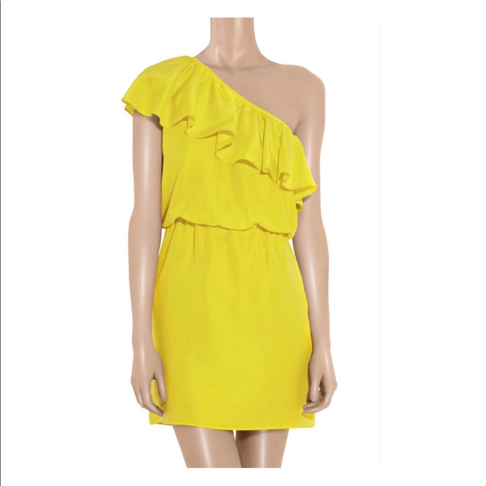 Tibi One Shoulder Ruffle Silk Mini Dress size 2